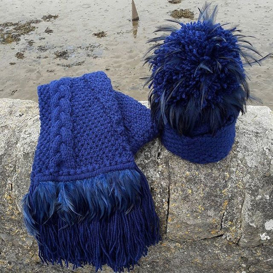 Navy Aran LynchMob Hat with Feather Trim image 1