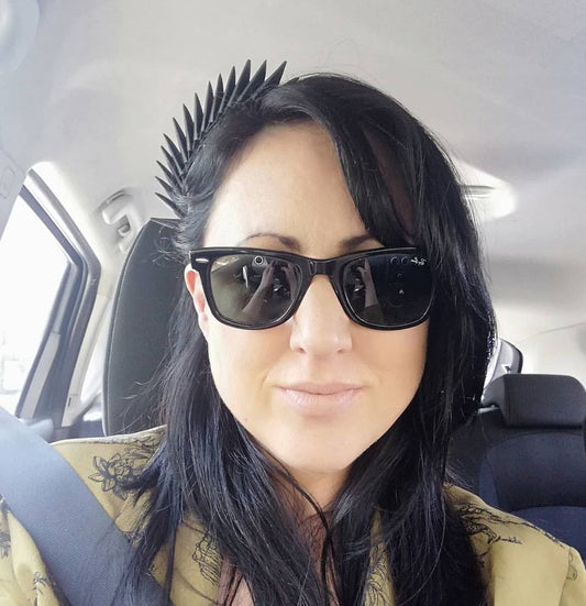 "Bia" Black Origami Headpiece image 2