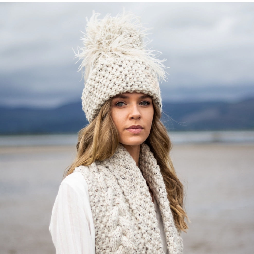 Hat & Scarf Set - Cream Fleck image 0