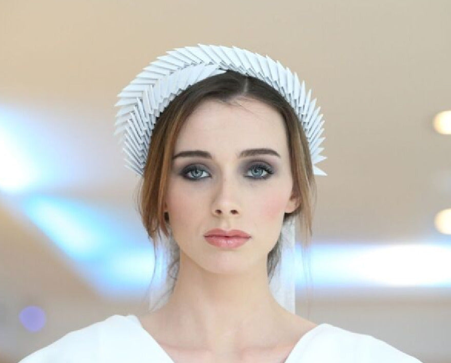 Aslaug -  White Origami Headpiece image 0