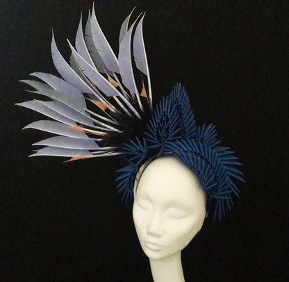 'Lagertha' Feather, Origami & Swarovski Crystal Headpiece image 1