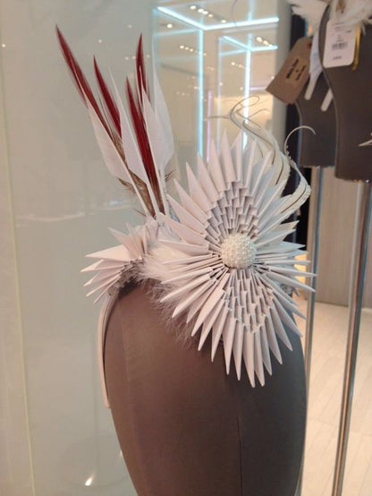 'Rhea' Feather & Origami Headpiece image 0