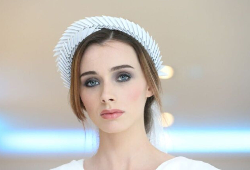 Aslaug -  White Origami Headpiece image 1