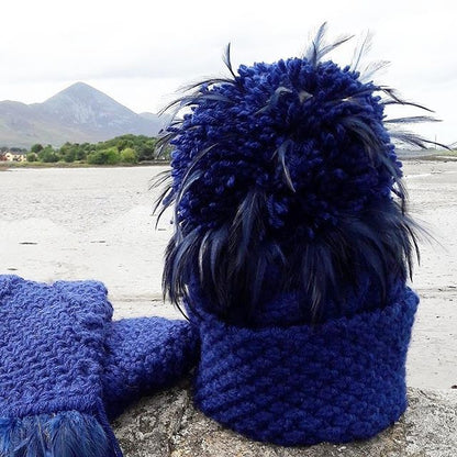 Navy Aran LynchMob Hat with Feather Trim image 4