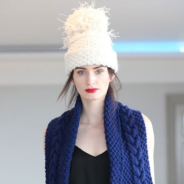 Navy Scarf with Feather Trim image 2