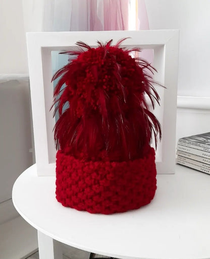  Deep Red Aran Wool Blend image 1