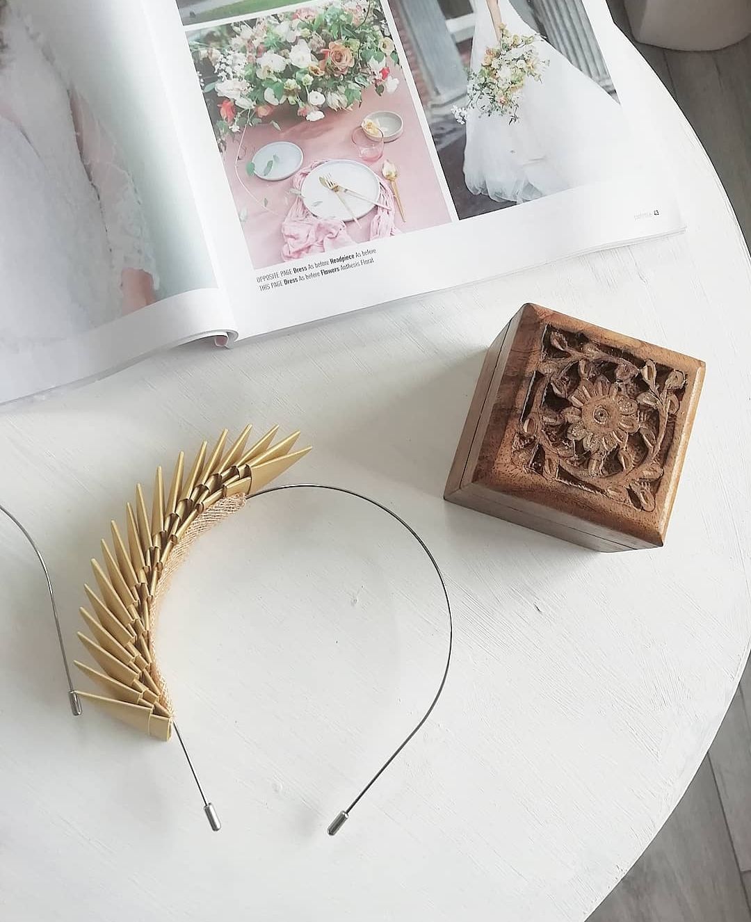 "Bia" Origami Headpiece - Gold image 0