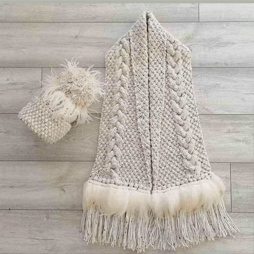 Hat & Scarf Set - Cream Fleck image 1