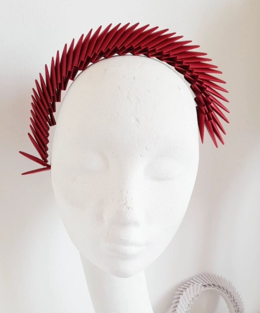 Maia – Red Hand-Folded Origami Headpiece