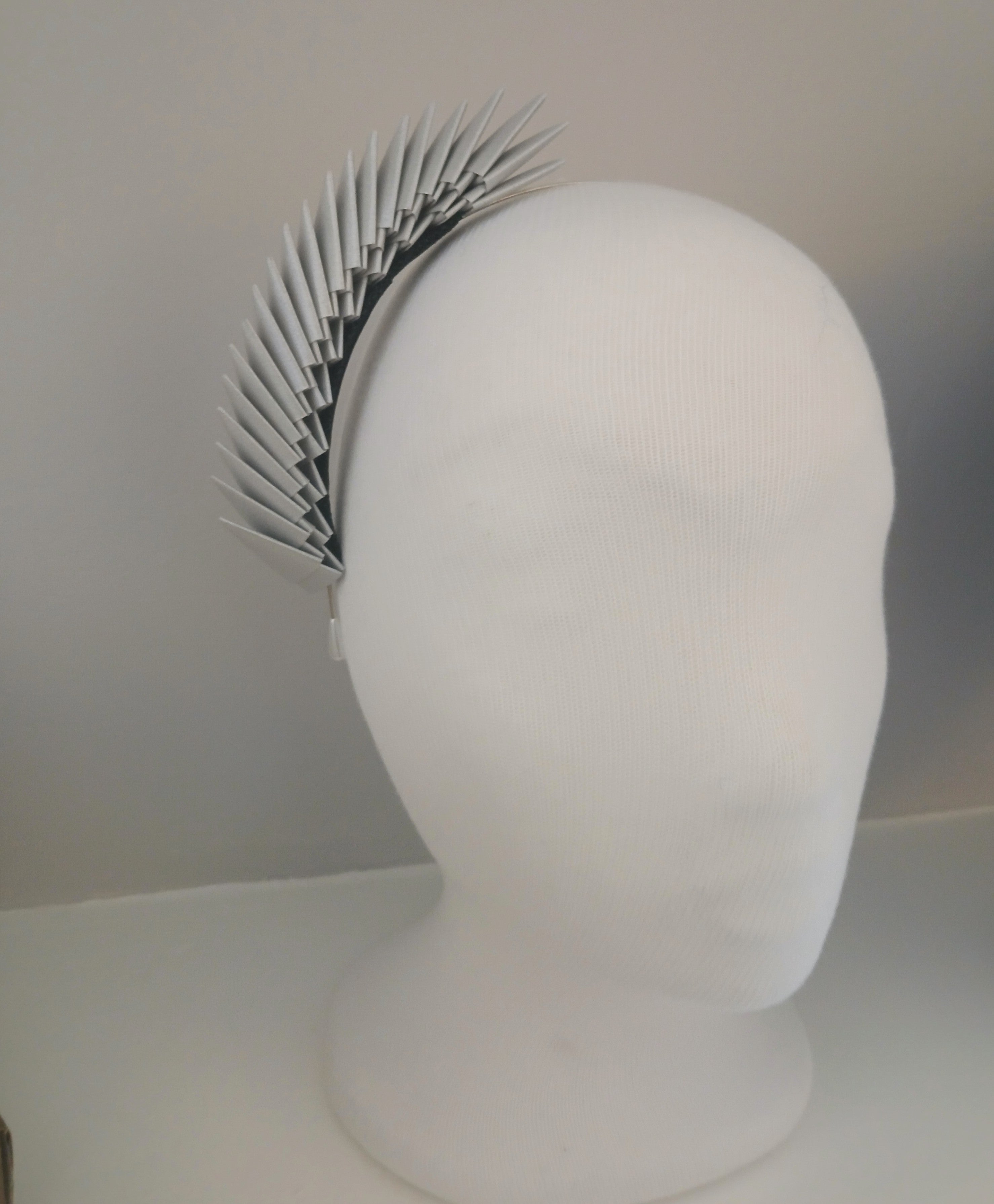 Bia – Silver Hand-Folded Origami Headpiece